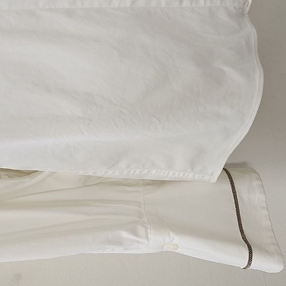 BRUNELLO CUCINELLI  MONILI TRIM WHITE BLOUSE Size Large - Picture 10 of 17